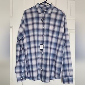 NWT Johnnie-O Hanging Out blue plaid long sleeve button down Size XL